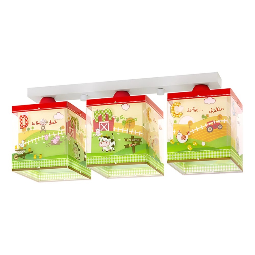 Dalber 64403 - Detské stropné svietidlo MY LITTLE FARM 3xE27/60W/230V