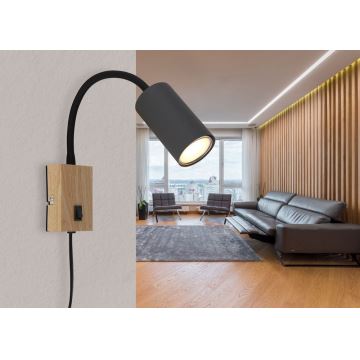 Globo - Flexibilná nástenná lampa 1xGU10/25W/230V čierna/hnedá