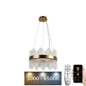 LED Stmievateľný krištáľový luster na lanku LED/70W/230V 3000-6500K zlatá + diaľkové ovládanie