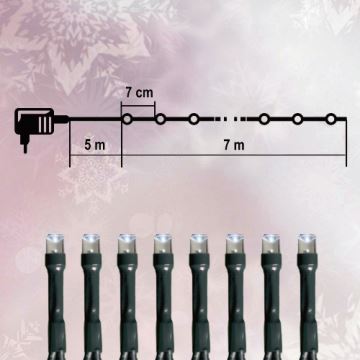 LED Vianočná vonkajšia reťaz 100xLED 7m IP44 studená biela