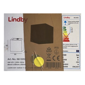 Lindby - LED Nástenné svietidlo QUASO LED/4W/230V betón