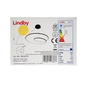 Lindby - LED Stmievateľný luster na lanku LUCY LED/28W/230V