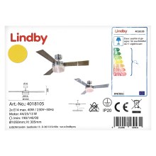 Lindby - Stropný ventilátor ALVIN 2xE14/40W/230V + diaľkové ovládanie