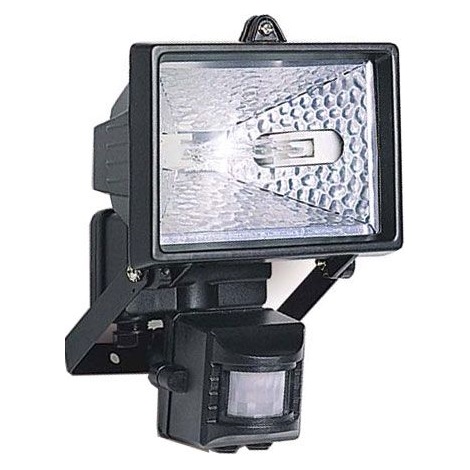 Reflektor 1xR7S/150W/230V čierny, s PIR čidlom