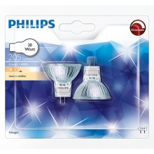 SADA 2x Priemyselná žiarovka Philips HALOGEN GU4/20W/12V 3000K