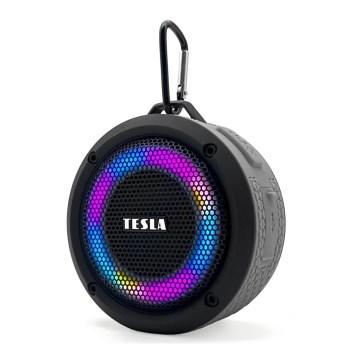 TESLA Electronics - LED RGB Bezdrôtový reproduktor 5W/1200 mAh/3,7V IPX7 šedá