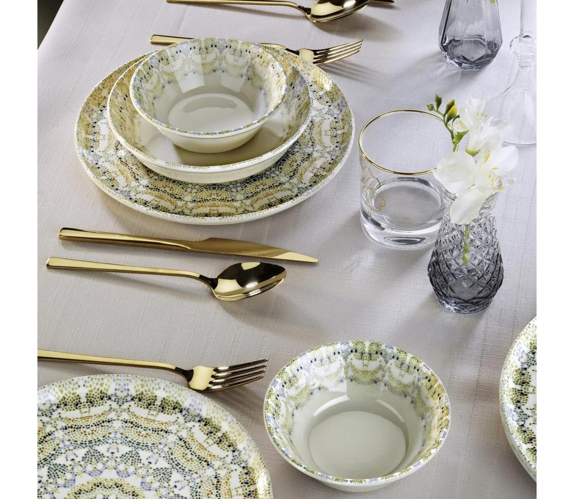 12-dielna jedálenská súprava, pestrofarebná / porcelánová 430KSV8965