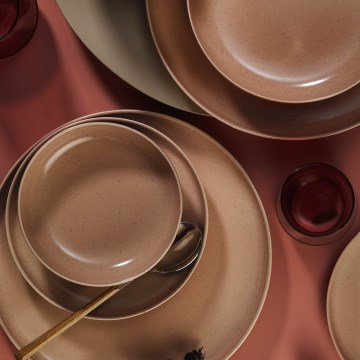 16-dielna jedálenská sada z porcelánu, hnedá/béžová