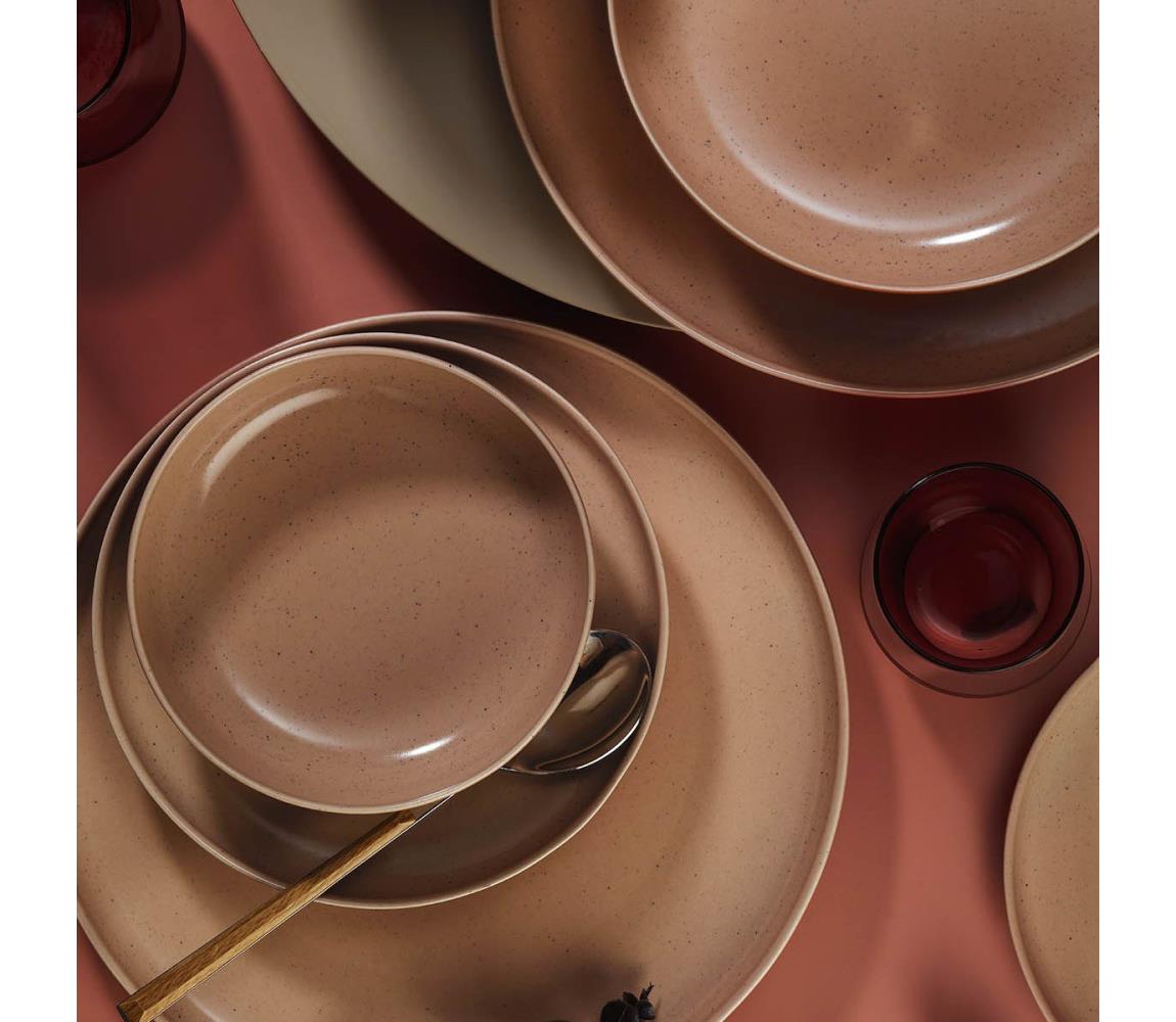 16-dielna jedálenská sada z porcelánu, hnedá/béžová 710KTP3607