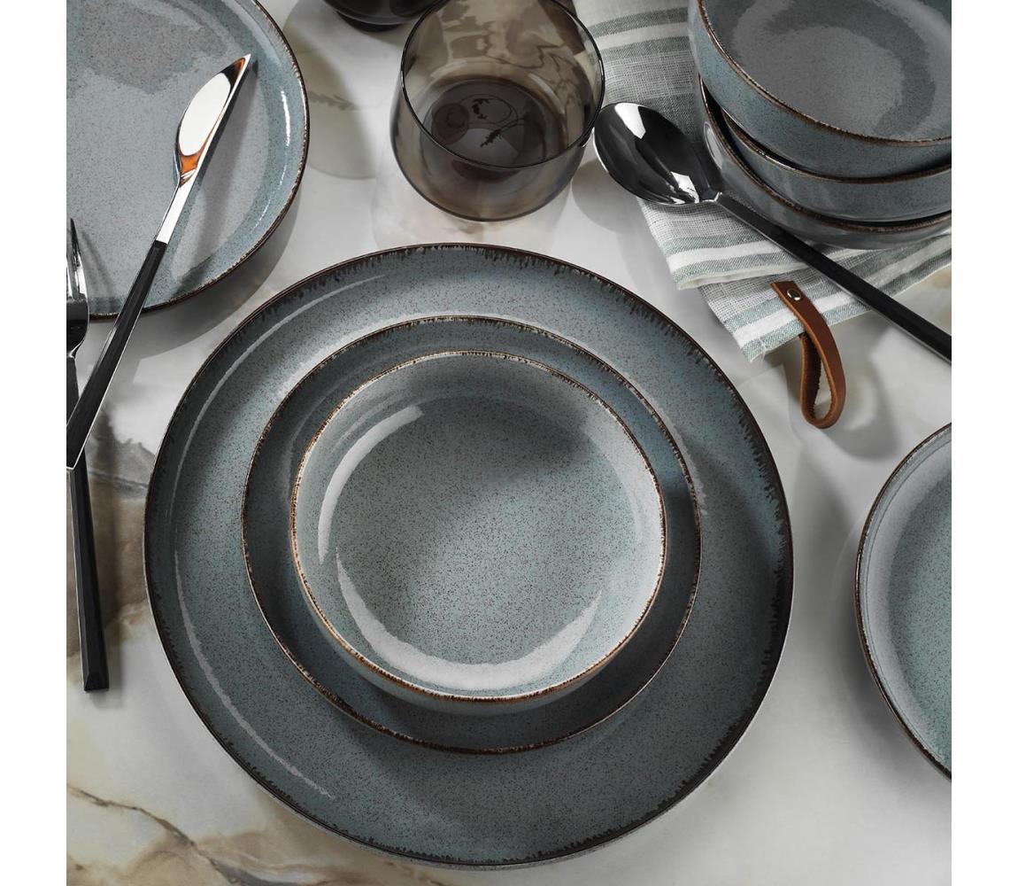 16-dielna jedálenská súprava, sivá/porcelán 710KTP3409