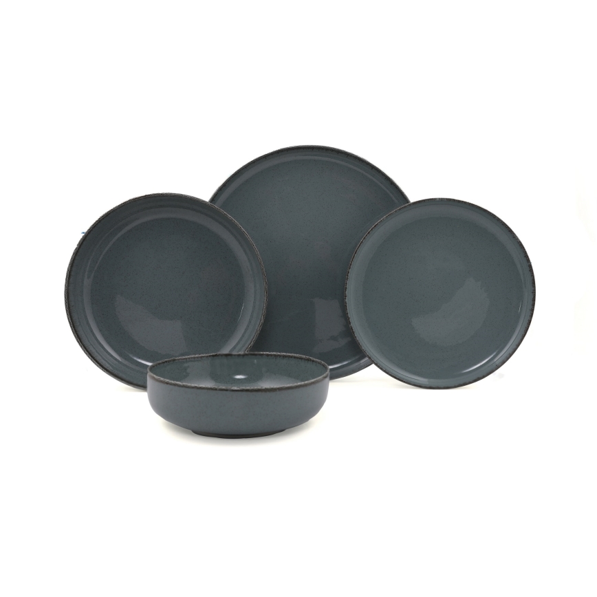 16-dielna jedálenská súprava, sivá/porcelán