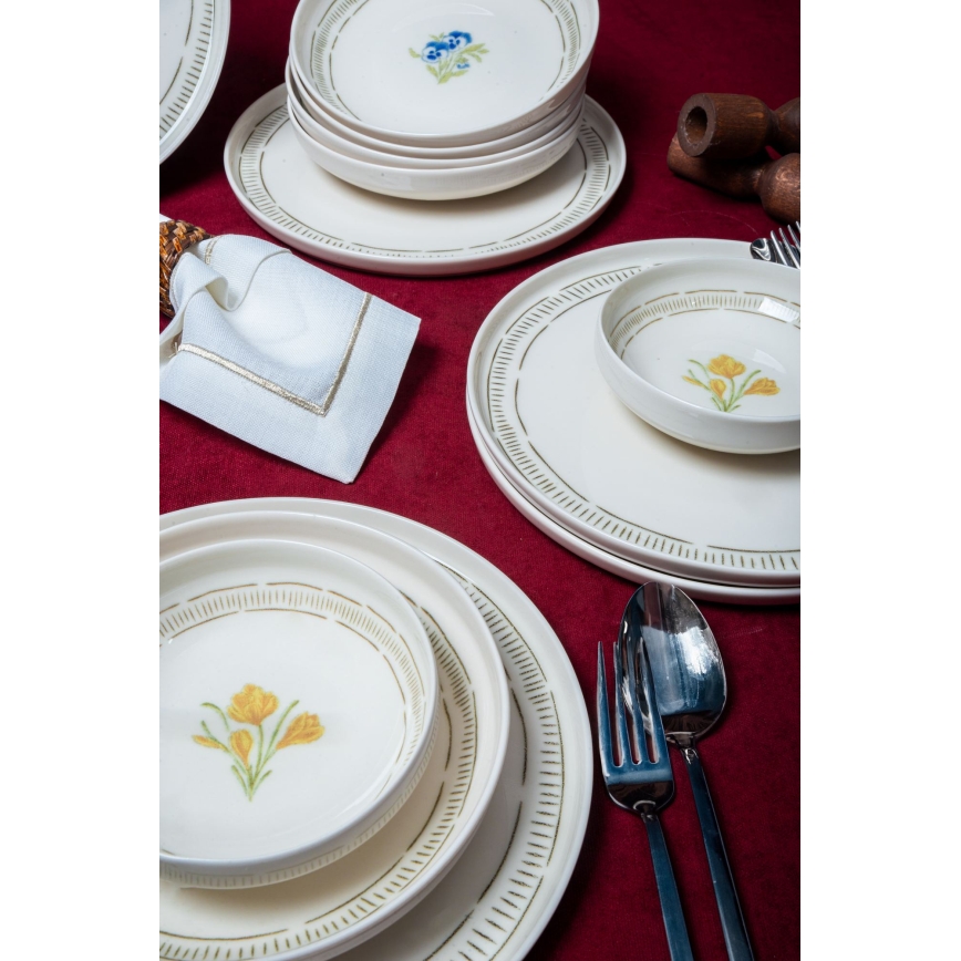 18-dielna jedálenská sada biela/pestrofarebná/porcelán