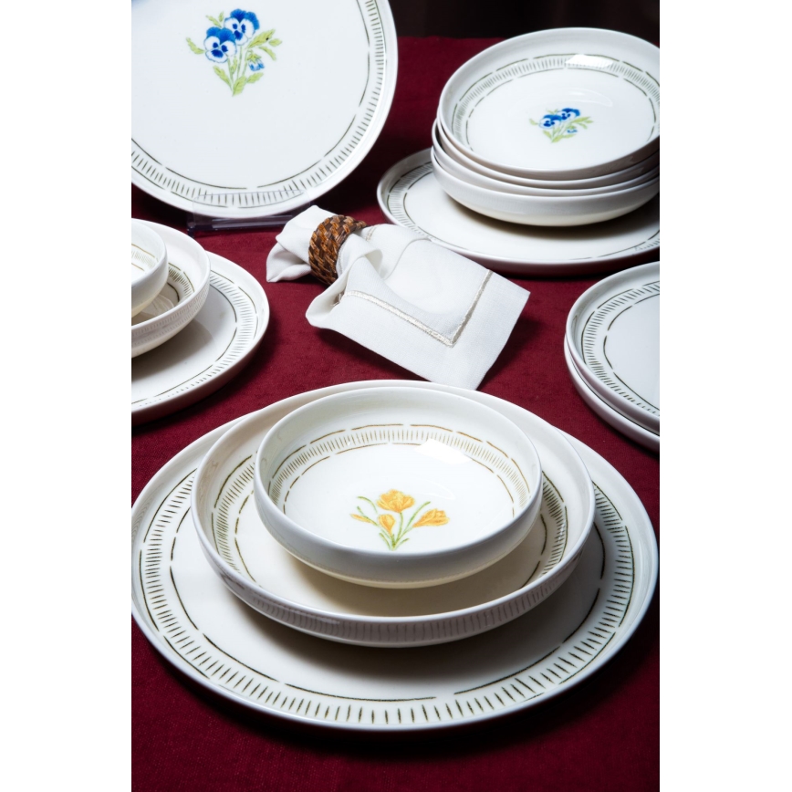 18-dielna jedálenská sada biela/pestrofarebná/porcelán