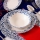 18-dielna jedálenská súprava, biela/modrá, porcelán