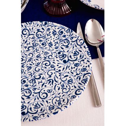 18-dielna jedálenská súprava, biela/modrá, porcelán