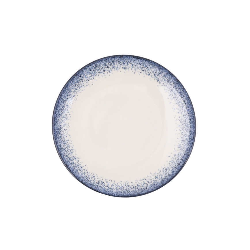 18-dielna jedálenská súprava, biela/modrá, porcelán