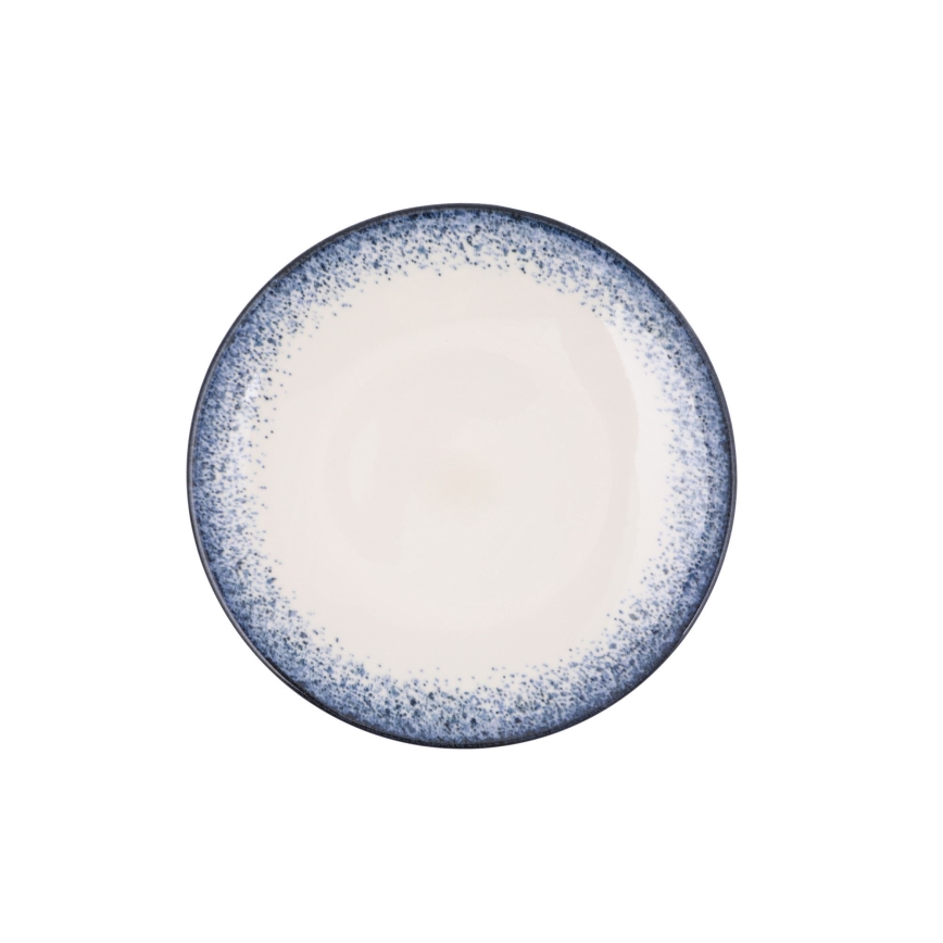 18-dielna jedálenská súprava, biela/modrá, porcelán
