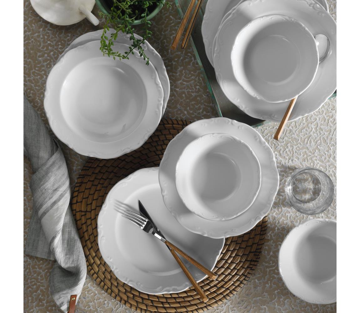 18-dielna jedálenská súprava, biela/porcelán 719KTP9759