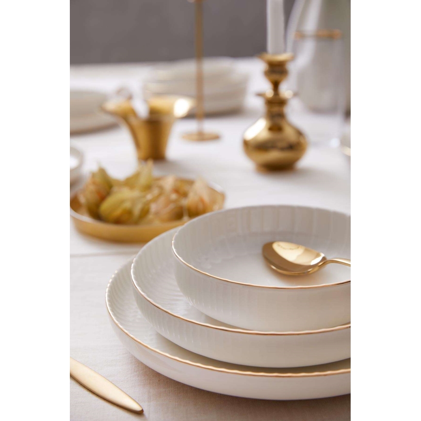 18-dielna jedálenská súprava biela/pozlátená/porcelán