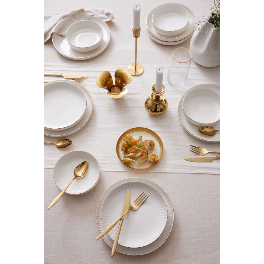 18-dielna jedálenská súprava biela/pozlátená/porcelán