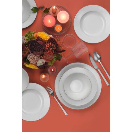 18-dielna jedálenská súprava biela/strieborná/porcelán