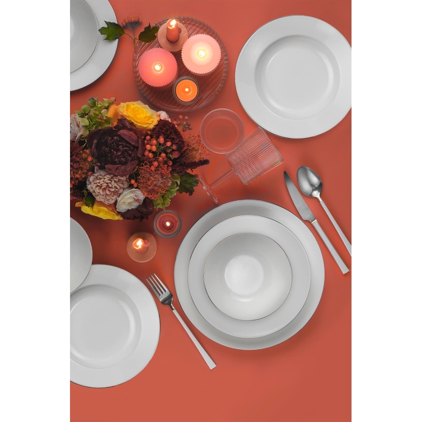 18-dielna jedálenská súprava biela/strieborná/porcelán