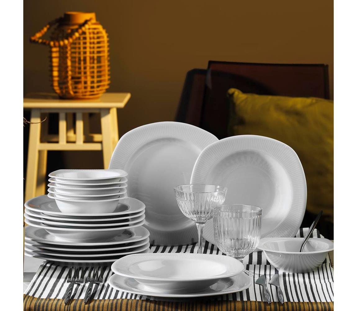 18-dielna jedálenská súprava, biela, z porcelánu 719KTP9754