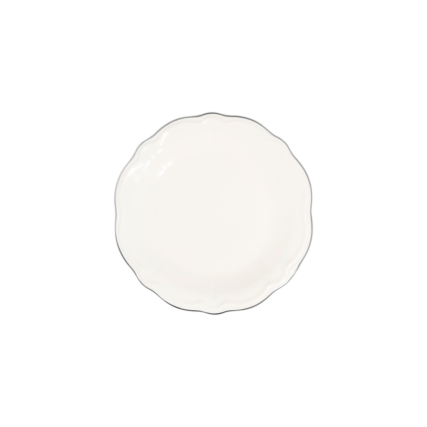 18-dielna jedálenská súprava, krémová/strieborná/porcelán