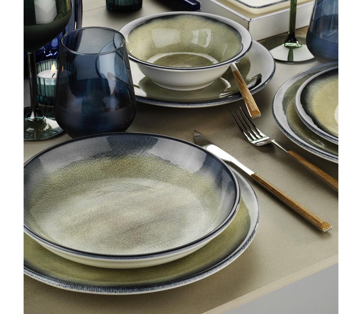 18-dielna jedálenská súprava, zelená/modrá, porcelán 710KTP9757