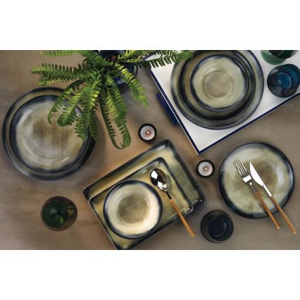 18-dielna jedálenská súprava, zelená/modrá, porcelán