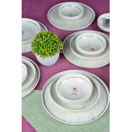 18-dielna jedálenská súprava, zelená/porcelán