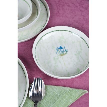 18-dielna jedálenská súprava, zelená/porcelán