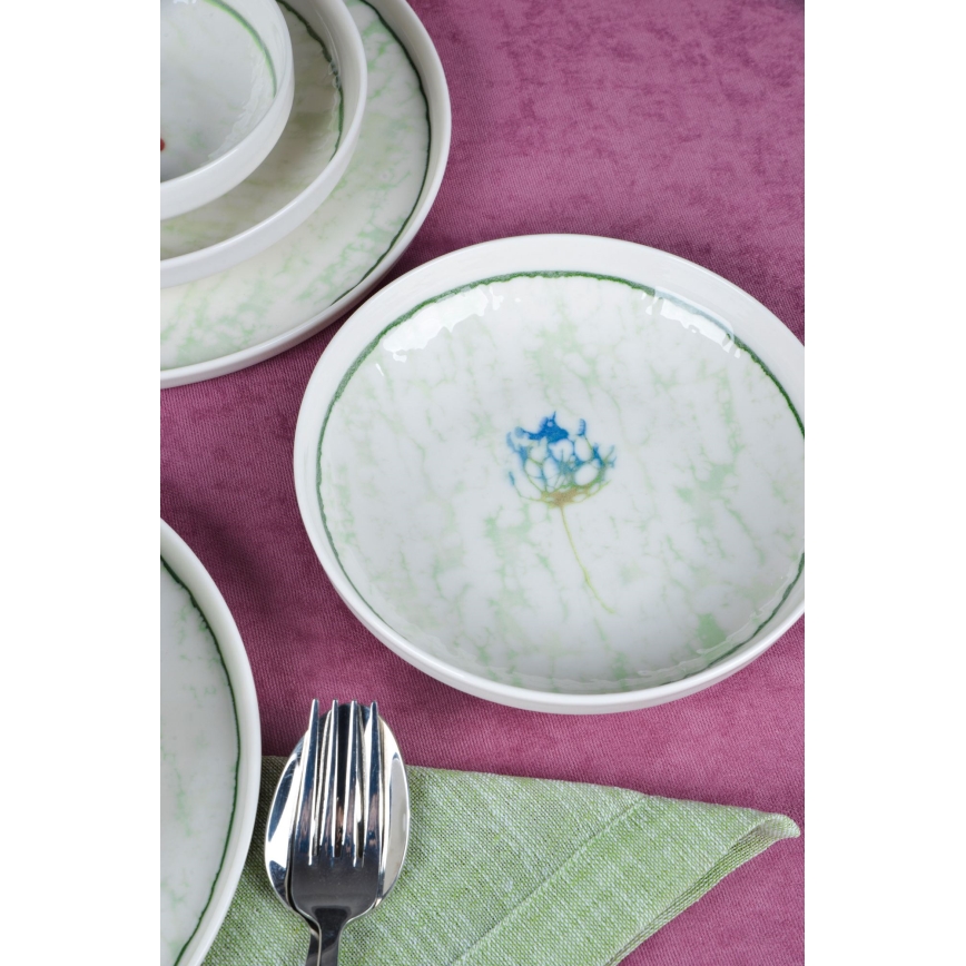 18-dielna jedálenská súprava, zelená/porcelán