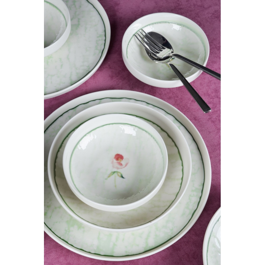 18-dielna jedálenská súprava, zelená/porcelán