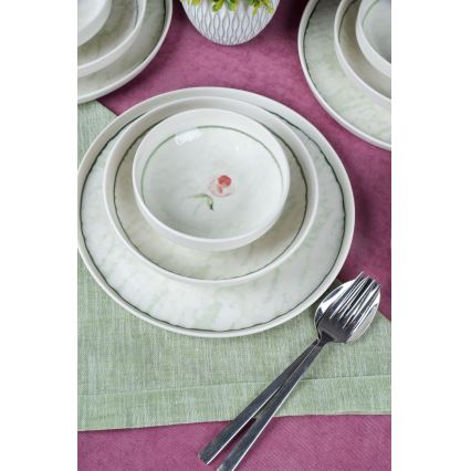 18-dielna jedálenská súprava, zelená/porcelán