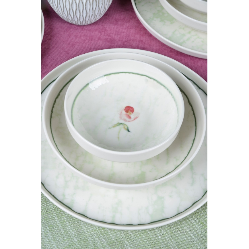 18-dielna jedálenská súprava, zelená/porcelán