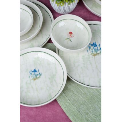 18-dielna jedálenská súprava, zelená/porcelán