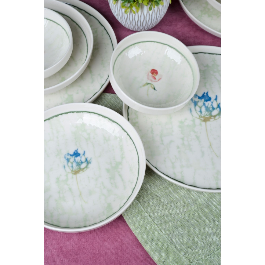 18-dielna jedálenská súprava, zelená/porcelán