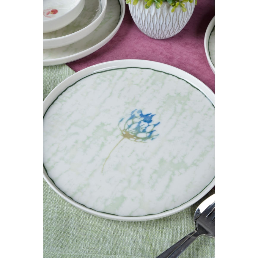 18-dielna jedálenská súprava, zelená/porcelán