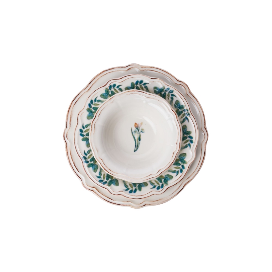 18-dielna pestrofarebná jedálenská súprava z porcelánu