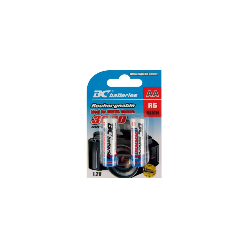 2 ks Nabíjacie batérie NiMH AA 3000 mAh 1,2V