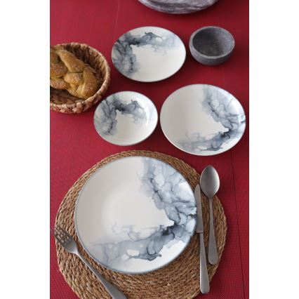 24-dielna jedálenská sada, biela/čierna, porcelán