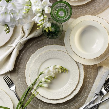 24-dielna jedálenská sada, biela/zlatá, porcelán