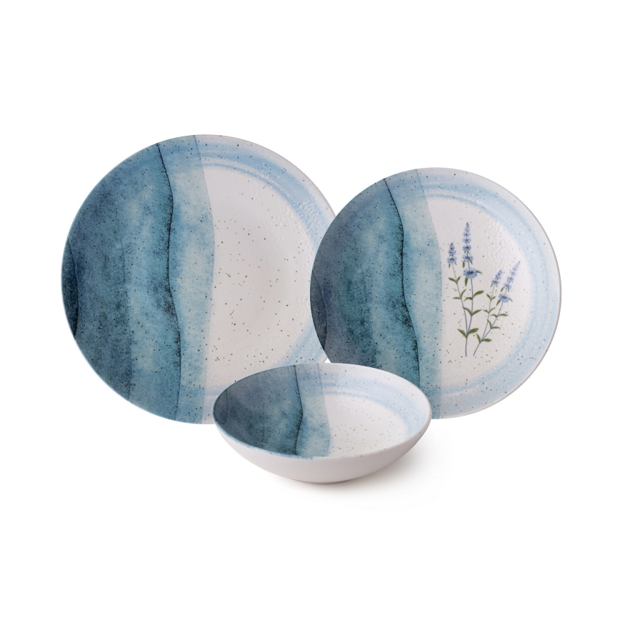 24-dielna jedálenská sada, modrá/krémová, porcelánová