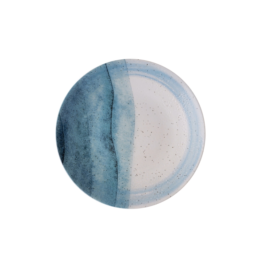 24-dielna jedálenská sada, modrá/krémová, porcelánová