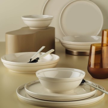 24-dielna jedálenská súprava, béžová/porcelán