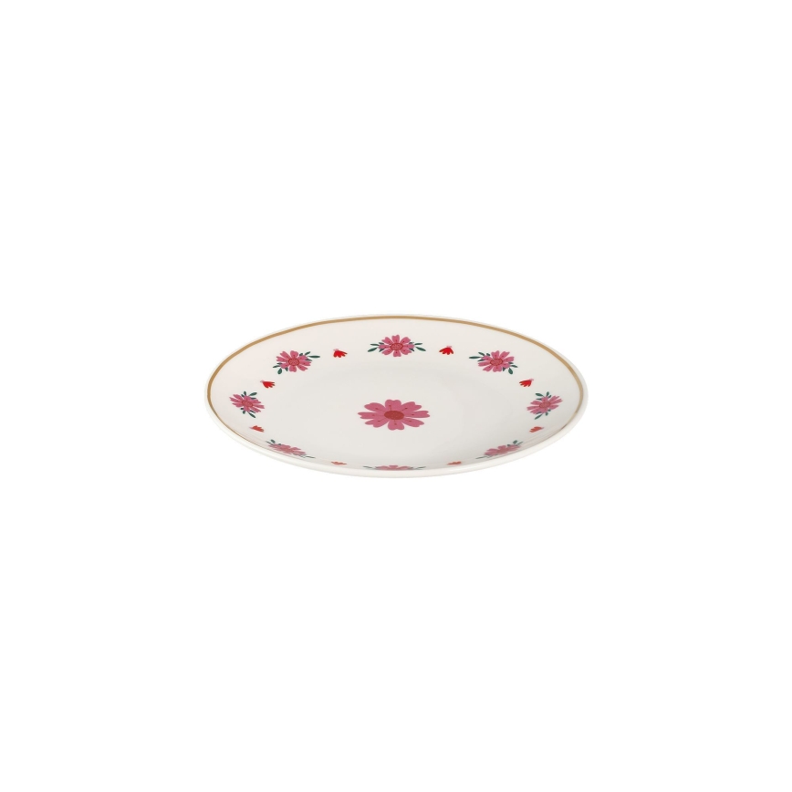 24-dielna jedálenská súprava, biela/červená/zelená, porcelán