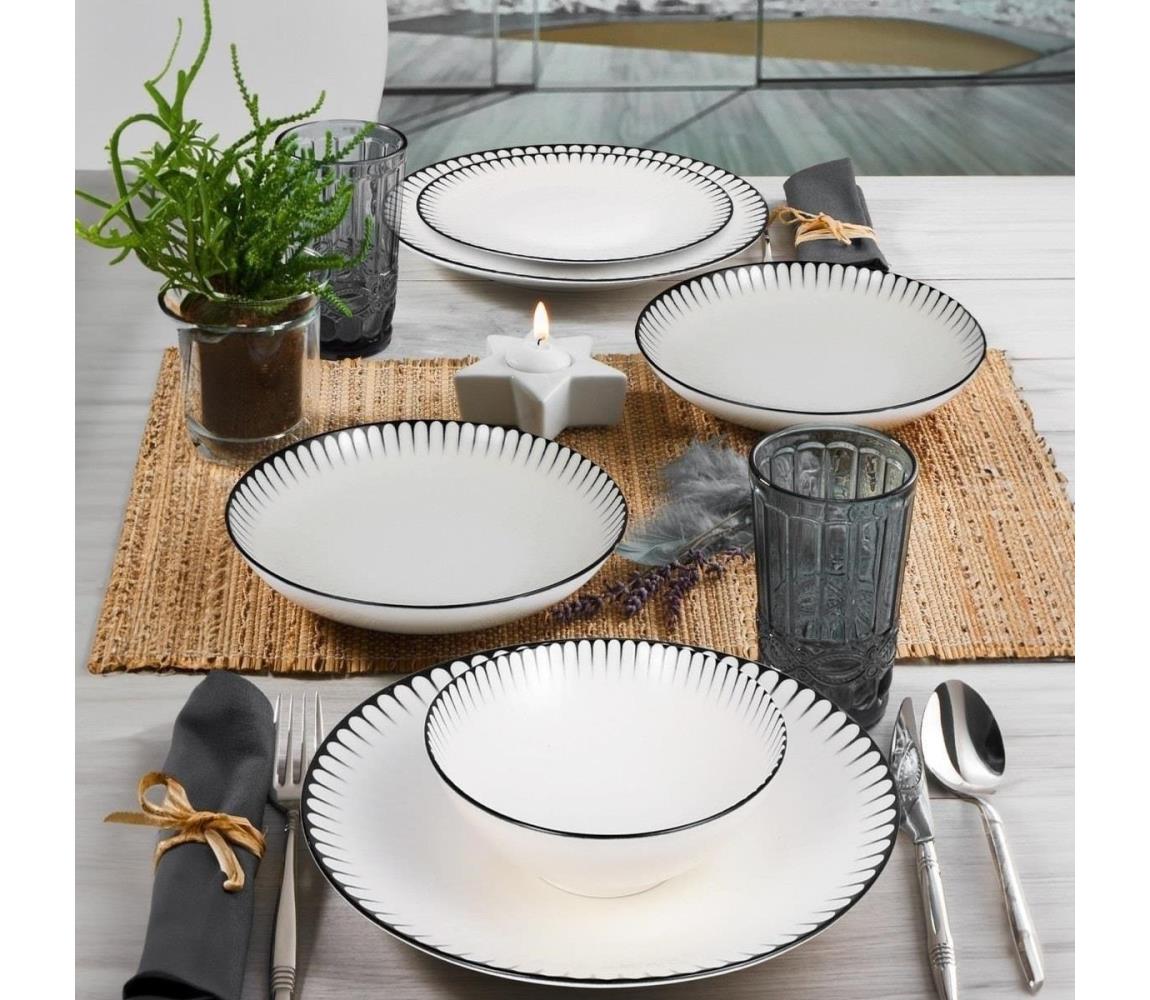 24-dielna jedálenská súprava biela/čierna/porcelán 387GRP1361