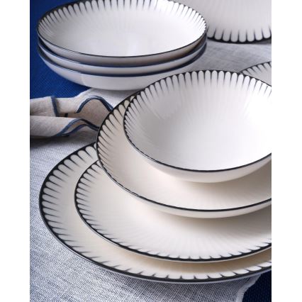 24-dielna jedálenská súprava biela/čierna/porcelán