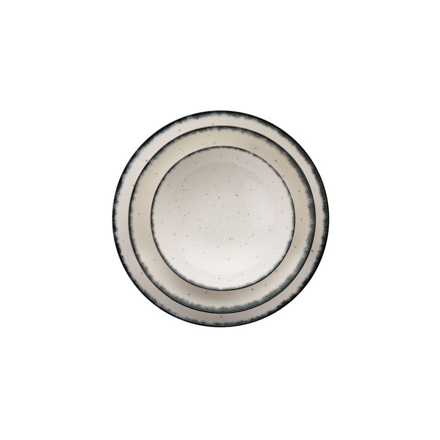 24-dielna jedálenská súprava, biela/čierna, porcelán